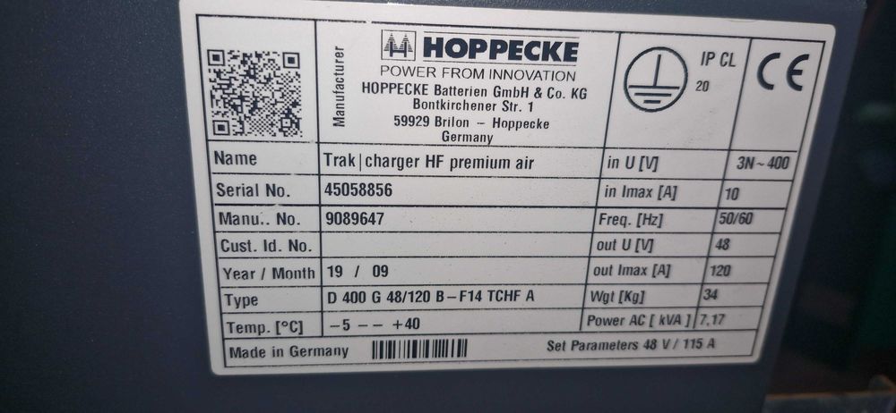 Prostownik HOPPECKE 48V120A do baterii trakcyjnych