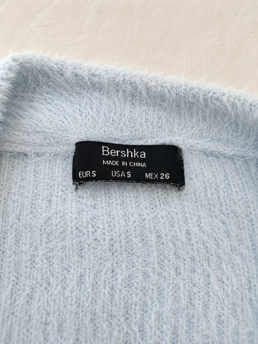 Bershka Fuzzy Knit Cardigan Azul Claro Mujer Women Size S