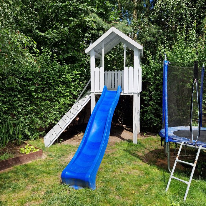 Domek drewniany plac zabaw ślizg 280cm