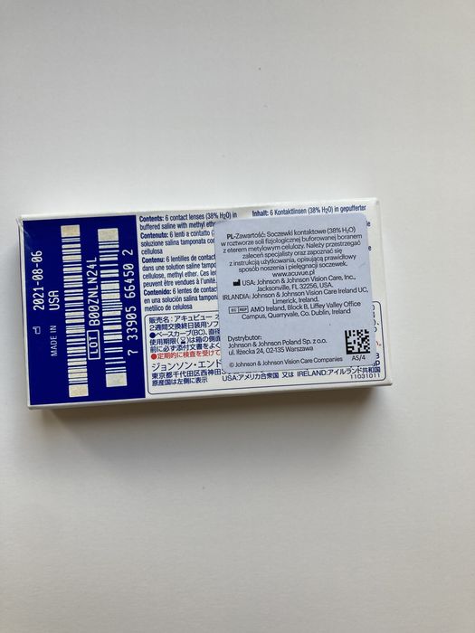 Soczewki Acuvue Oasys dwutygodniowe sfera -0,25, cylinder -0,75;oś 180