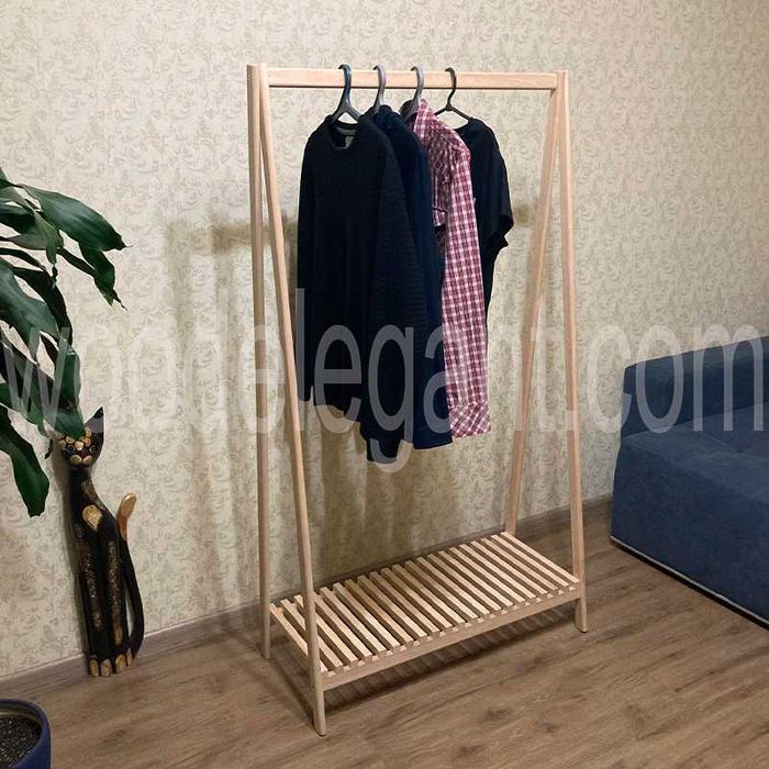 Ручна робота рейл для одягу з твердої породи деревини вішалка стелаж