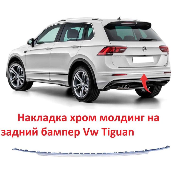 Молдинг заднего бампера хром никель VW Tiguan тигуан 18-24 страйп