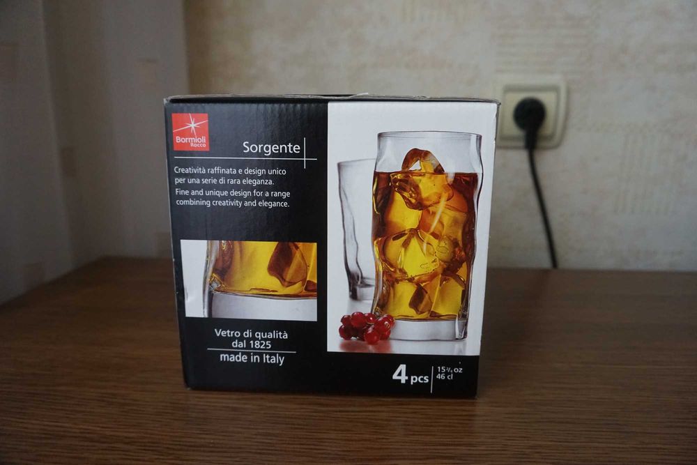 Стаканы, набор стаканов, 4 шт., Bormioli Rocco Sorgente, новый