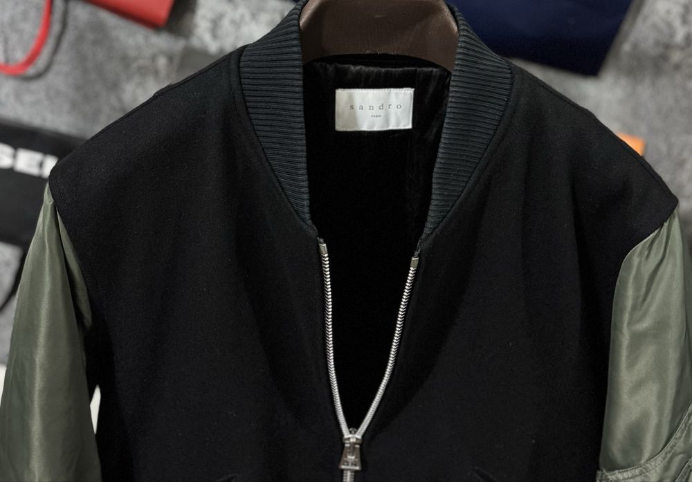 Куртка жіноча Бомбер Sandro Paris Bomber Wool Zip Jacket чорний хакі M