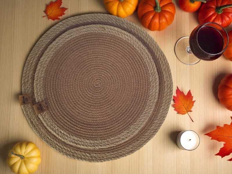 Підтарільники джут/бавовна 30 см. Килимки для столу. Handmade Placemat