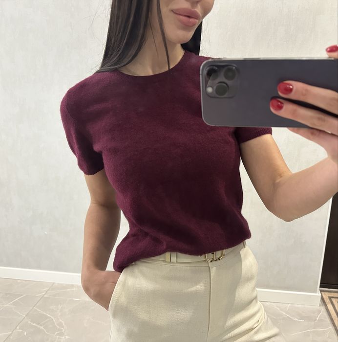 Джемпер свитер бургунди кашемир 100 процентный футболка