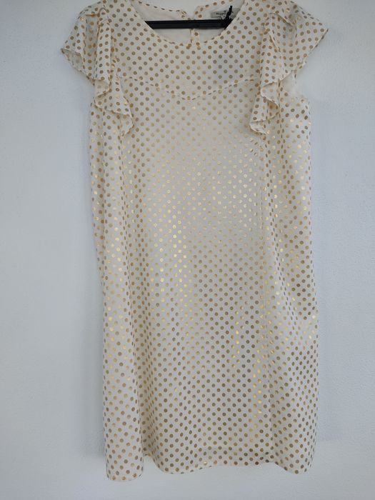 Vestido branco com bolinhas douradas, Massimo Dutti