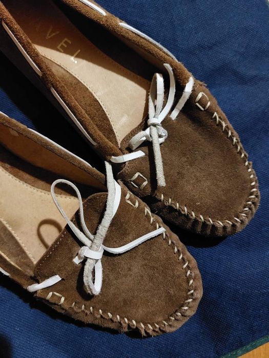 38-39 розмір 25 см  Макасіни коричневі замшеві жіночі