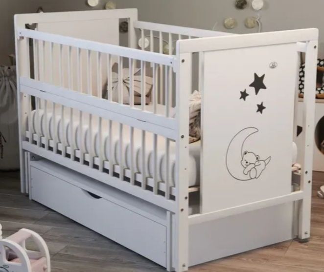 Дитяча кроватка "Ведмедик" з маятником+матрац+ комплект