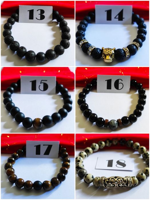 Pulseira pedras / contas para homem e mulher com bolsa vermelha