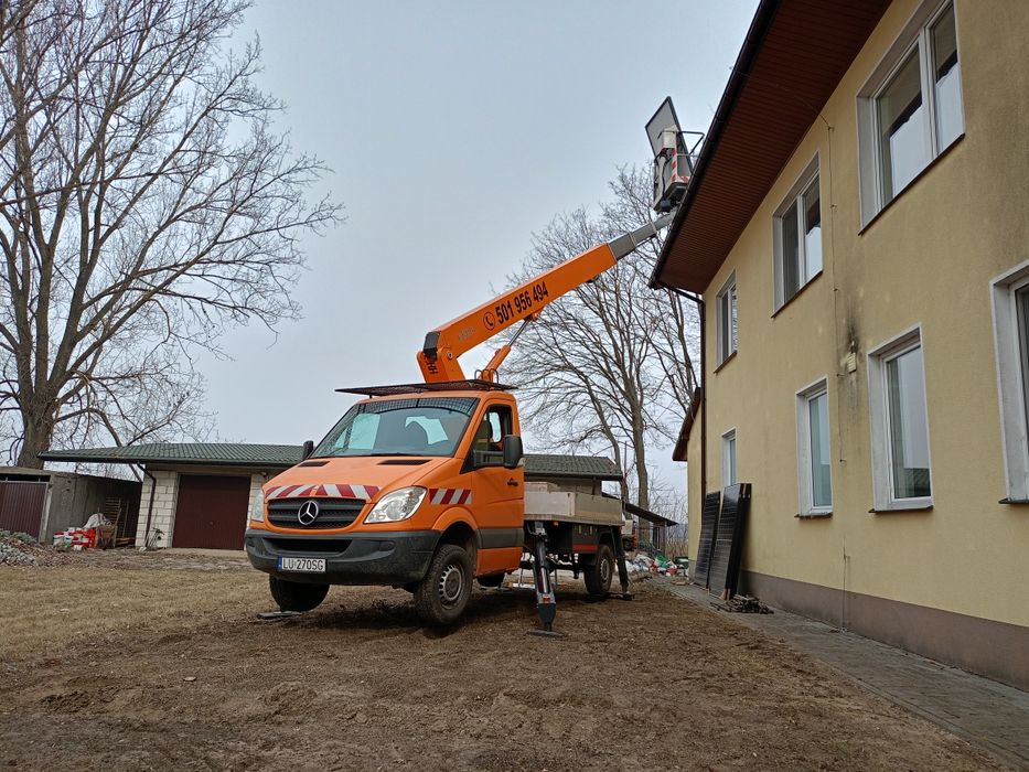 Wycinka i pielęgnacja drzew wynajem podnośnika koszowego 20m