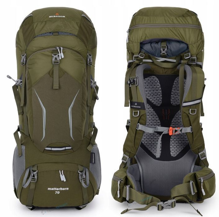 Bergson Matterhorn 70-80L- Regulowany Pojemny Plecak Turystyczny | Oliwkowy