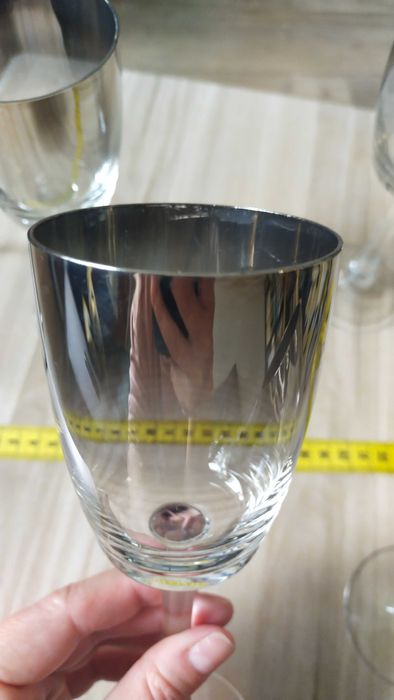 4 platynowane kieliszki / Krosno / PRL, lata 70te