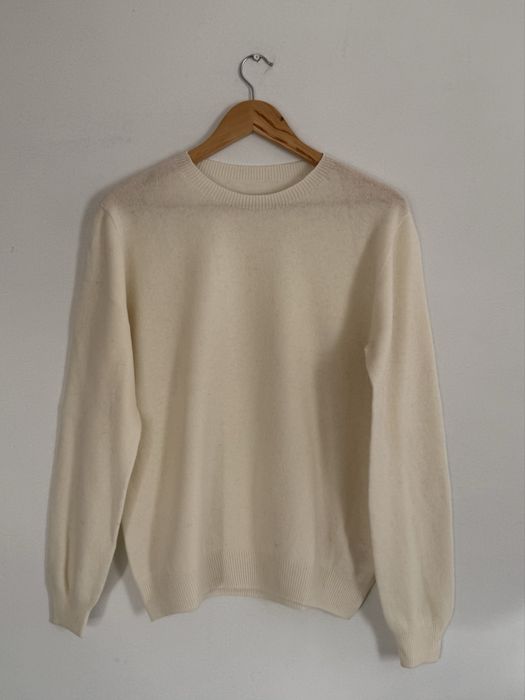 Kremowy wełniany sweter damski 100% wełna 40 L