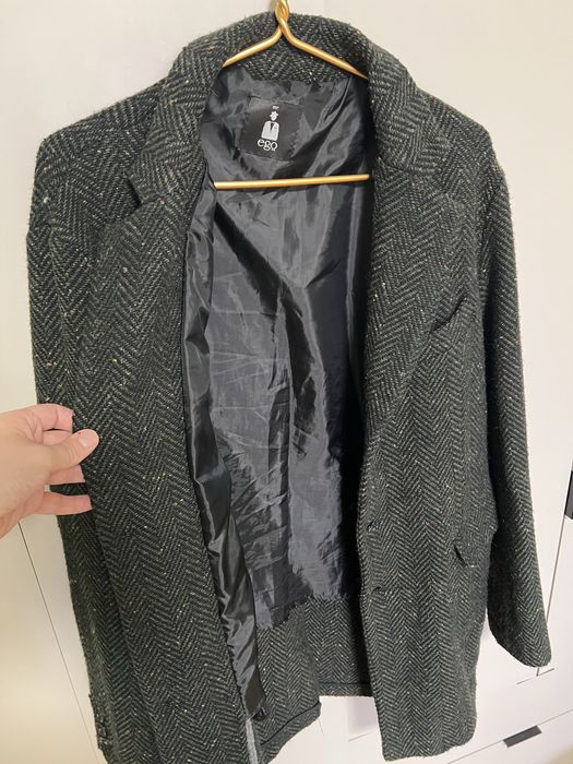 Чоловіче твідове пальто mr. ego (Made in Italy, з вовною) / Твідовий піджак-пальто L