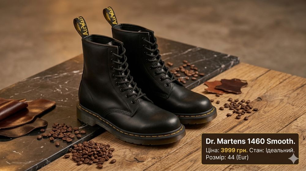 Ботинки Dr. Martens 1460 Smooth Black | Новые | 44 размер
