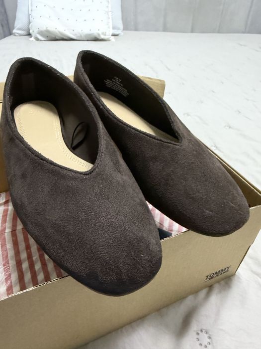 Мюли від hm замшеві, в шоколадному кольрі