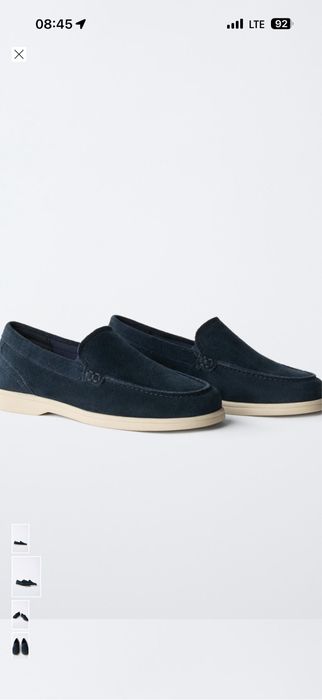 Zara лоферы замшевые