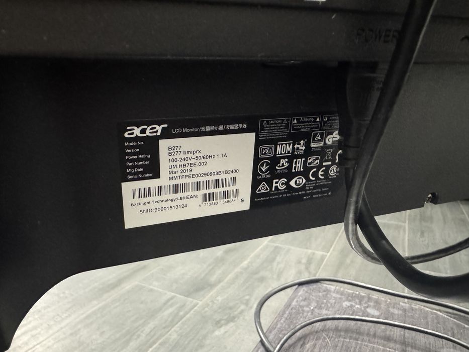 Монитор Acer B277 27” IPS, Full HD, 75 Гц