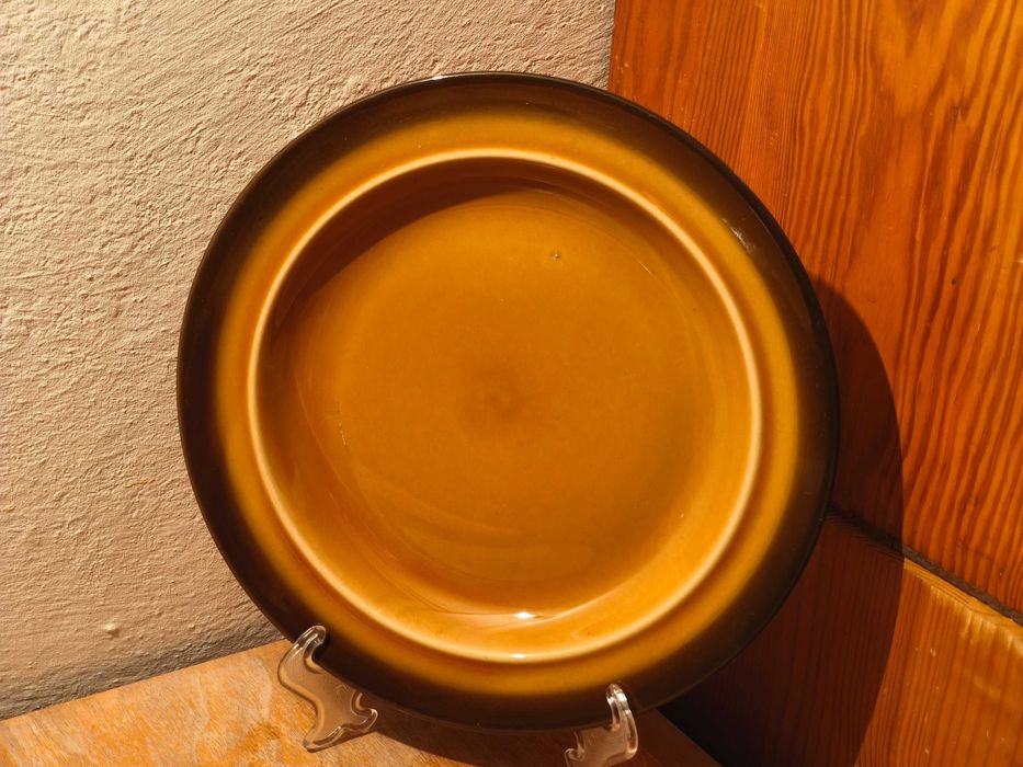 Duży miodowy głęboki talerz Porcelit Pruszków PRL