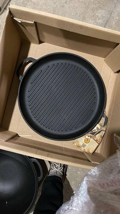 Жаровня-гриль Ø 40см, h - 4см чугунная Maysternya. Вес 5,8кг