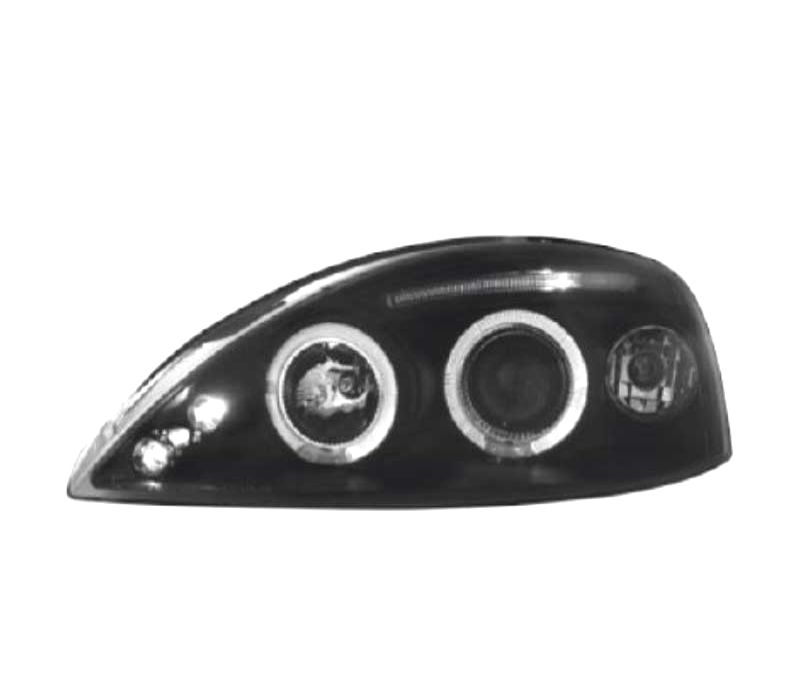 FARÓIS ANGEL EYES + LED OPEL CORSA C 00-06 FUNDO PRETO