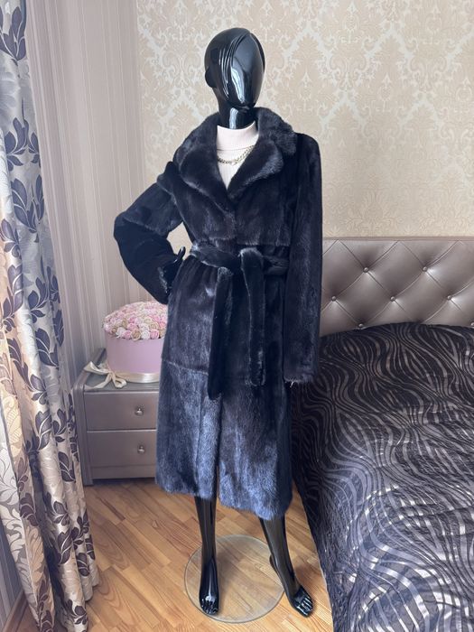 Норкова шуба халат з англійським коміром 42-46, 115 см, плюшка