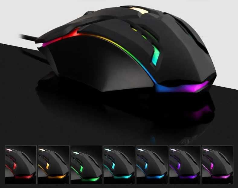 Rato Gaming (Gaming Mouse) USB com luz LED de multicores — novo