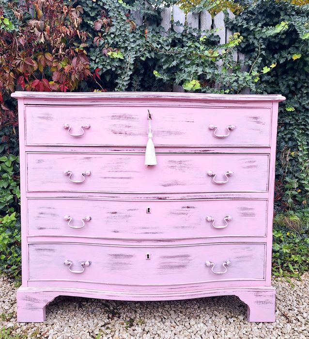 KOMODA  drewniana  pudrowy  róż, shabby  chic