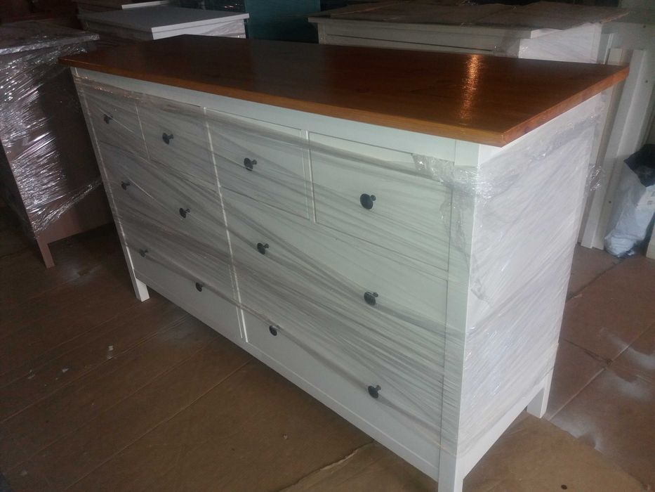IKEA Hemnes komoda 8 szuflad, blat naturalne drzewo - dostawa gratis