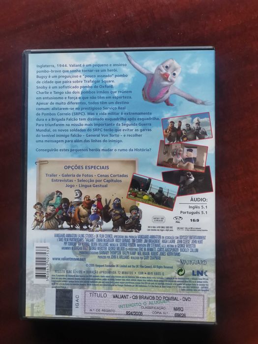 DVD " Valiant - Os Bravos do Pombal " - Inclui língua gestual