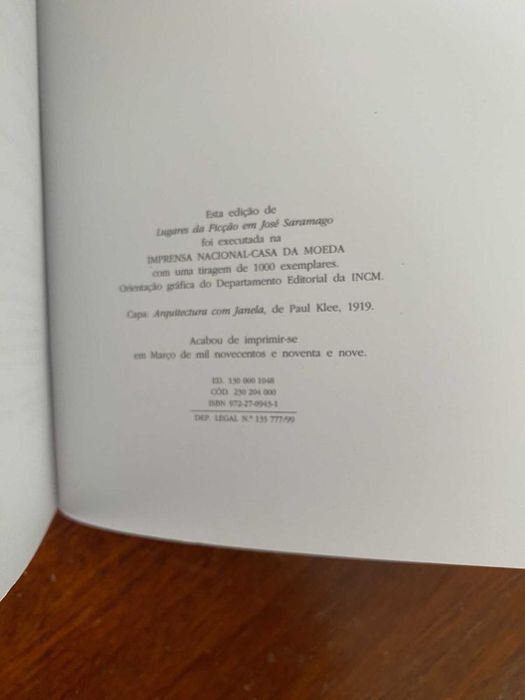 Lugares da ficçao em José Saramago Maria Alzira Seixo-1 edição-Temas Portugueses-Imprensa nacional casa da moeda-25E -  Peça Bebe Refeiçao-3E Desde 3E
