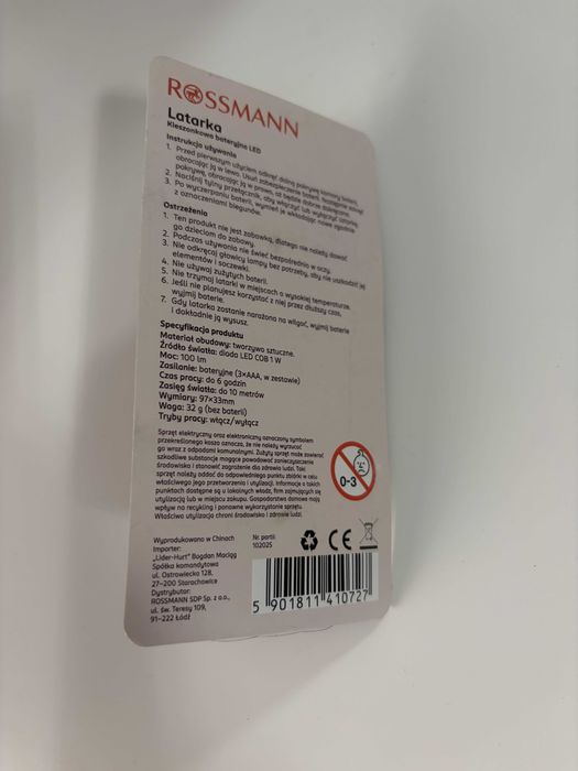 Rossmann Latarka Kieszonkowa bateryjna LED
