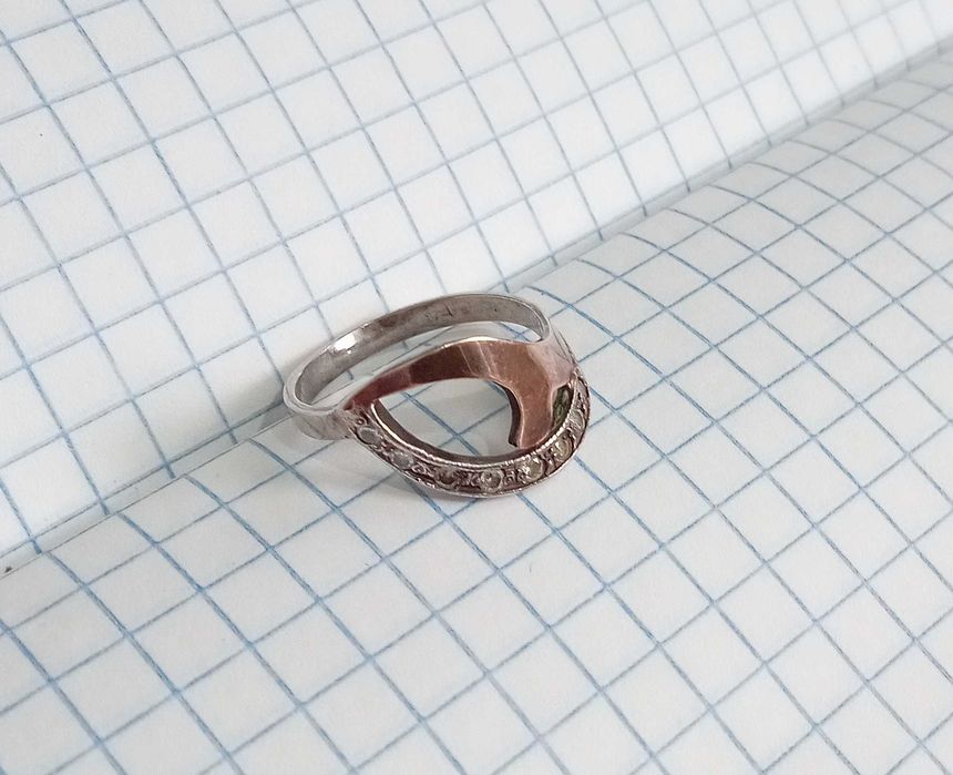 Кольцо перстень Срібло 925 проба. Золота накладка, Розмір 17,2