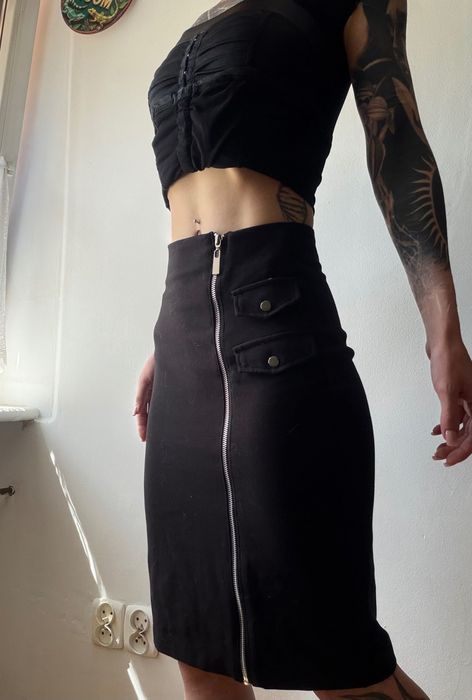 Nowa Czarna Spódnica Ołówkowa z Zamkiem goth alternative - Wysoki Stan