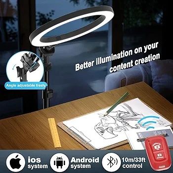 Emart lampa pierścieniowa ze statywem, regulowany pierścień świetlny