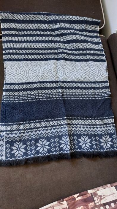 Zimowy ciepły granatowy szal szalik chusta komin Deichmann