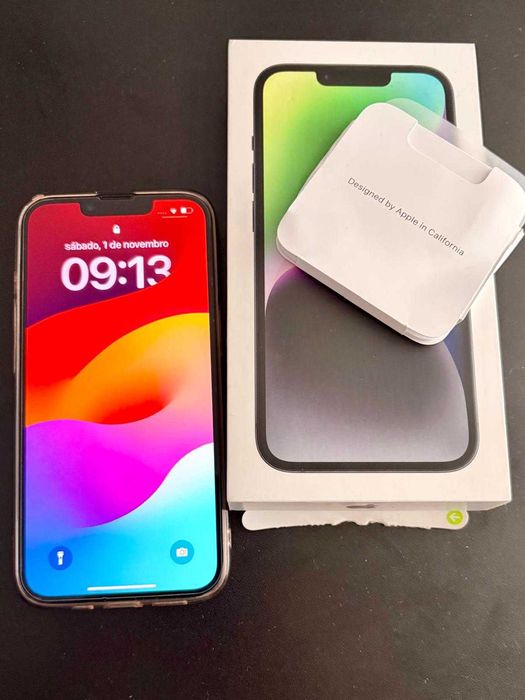 Iphone 14, como novo, com cabo usb-c, capa e película