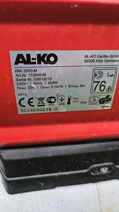 2 hydrofory ALKO HW 3000/3500 uszkodzony