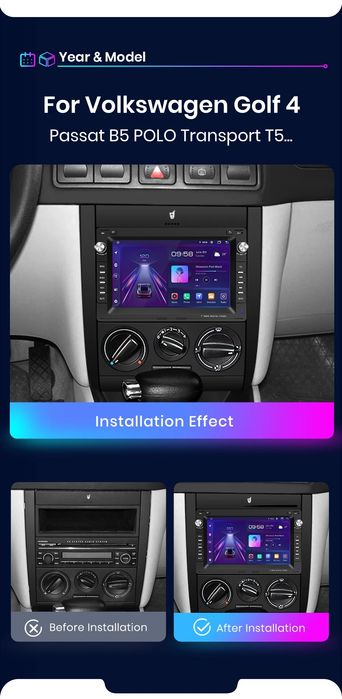 Rádio 7" Android Auto e Carplay VW Golf 4 Passat B5 Polo 2/64GB GPS