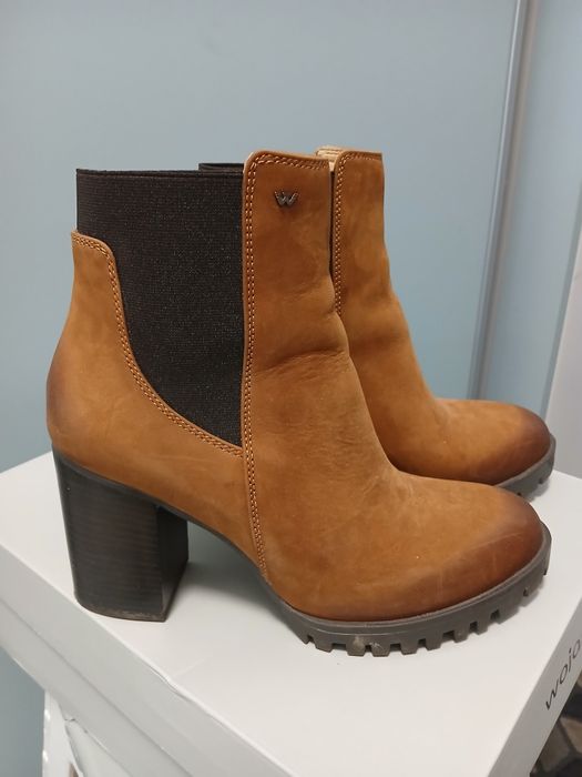 Mega, Oryginalne Botki za kostkę na obcasie - Wojas