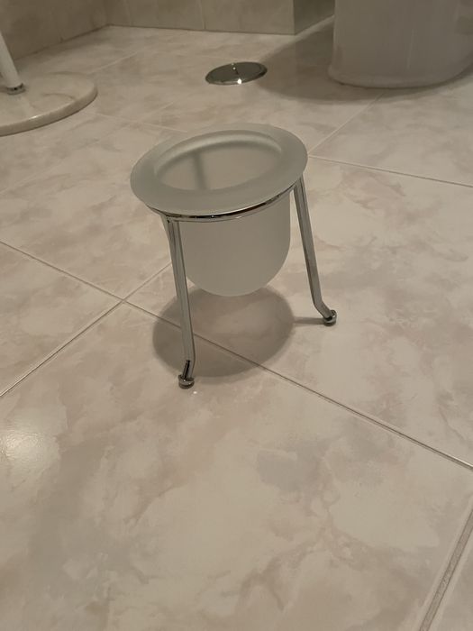 Utensilio de casa de banho - piaçaba vidro fosco com suporte de chão