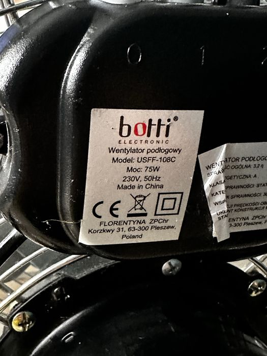 Wentylator podłogowy Fresco Inox USFF-108C 50 cm 75 W