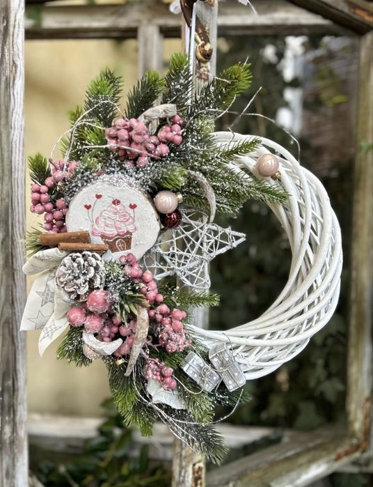 Wianek zimowy/świąteczny ręcznie robiony hand made