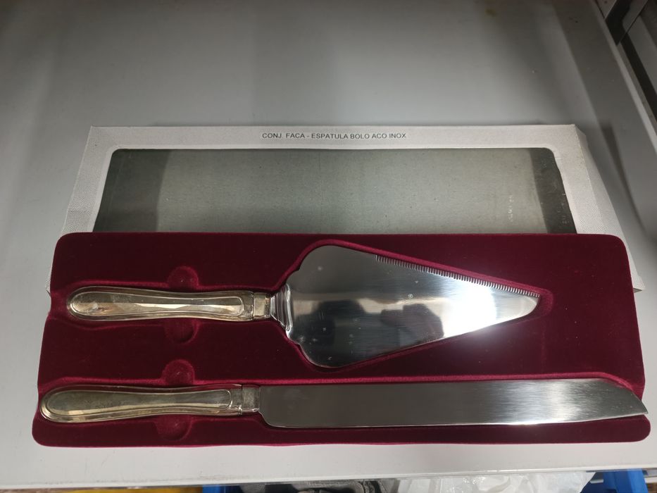 Conjunto faca espátula bolo Aço Inox