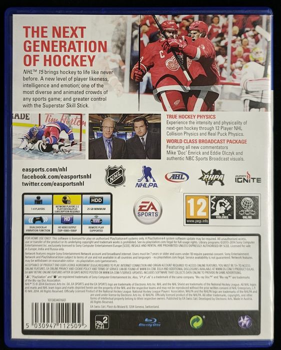 EA NHL 15 Hokej na PS4 i PS5 Gra w BDB stanie po angielsku