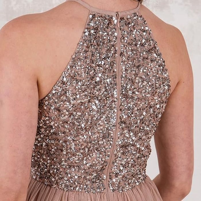 Vestido comprido de lantejoulas