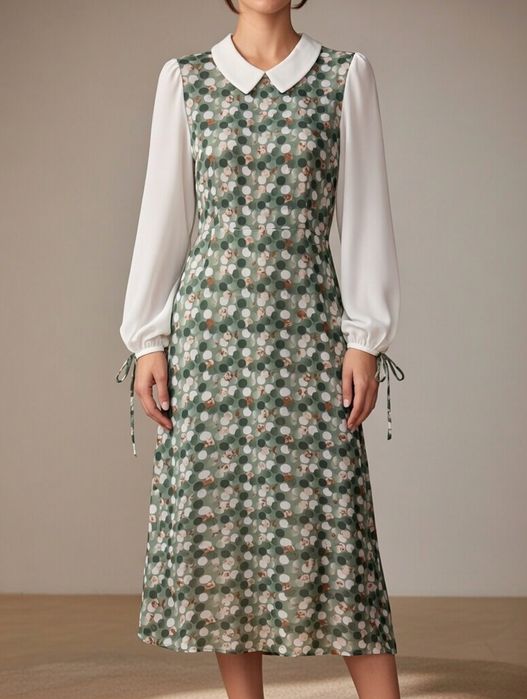 Sukienka zielona w grochy NOWA