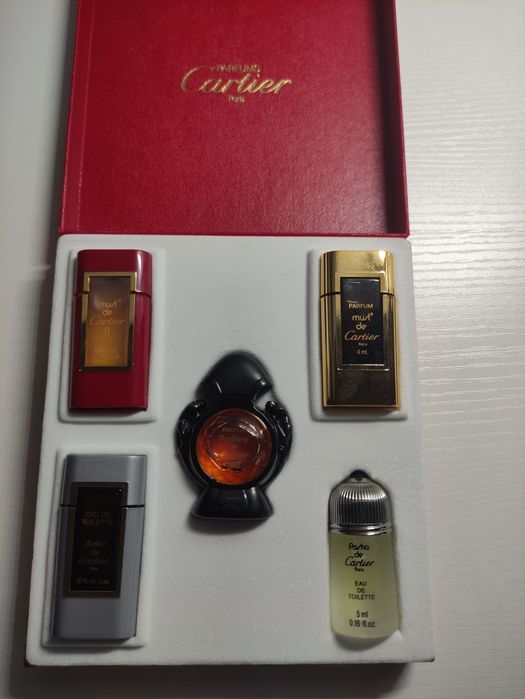 Piękny vintage zestaw Cartier 5 miniaturek perfumy