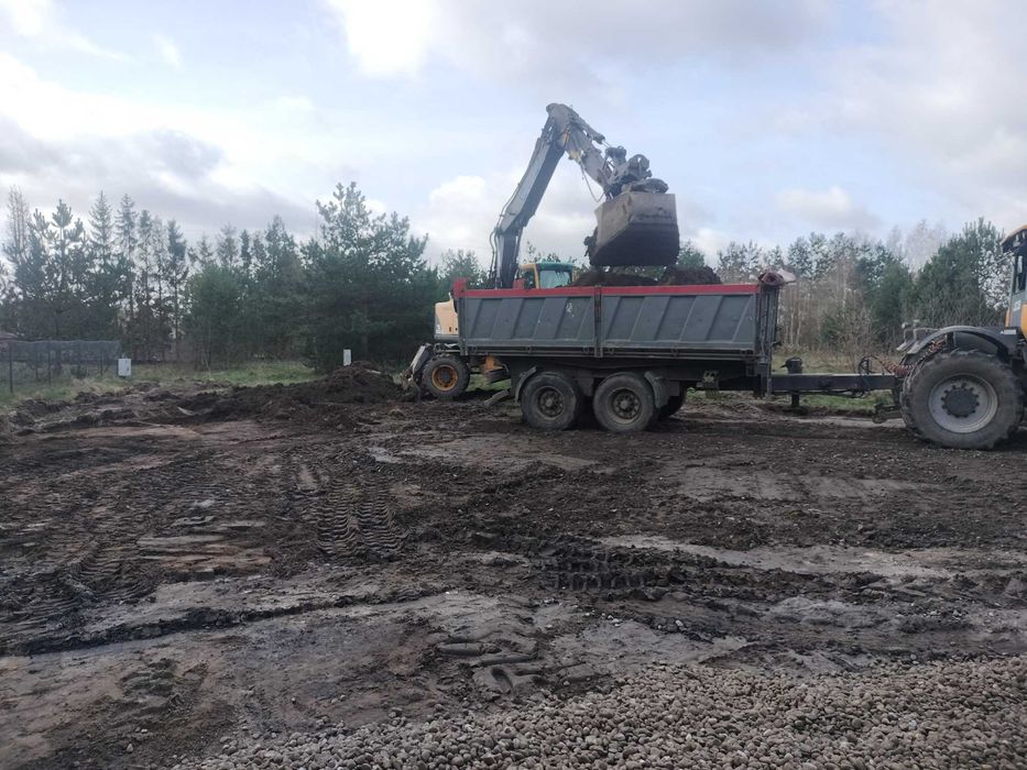 Prace ziemne, koparka kołowa   wykopy, wymiana gruntu transport